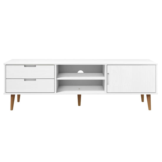 Tv-meubel MOLDE 158x40x49 cm massief grenenhout wit MeubelReus