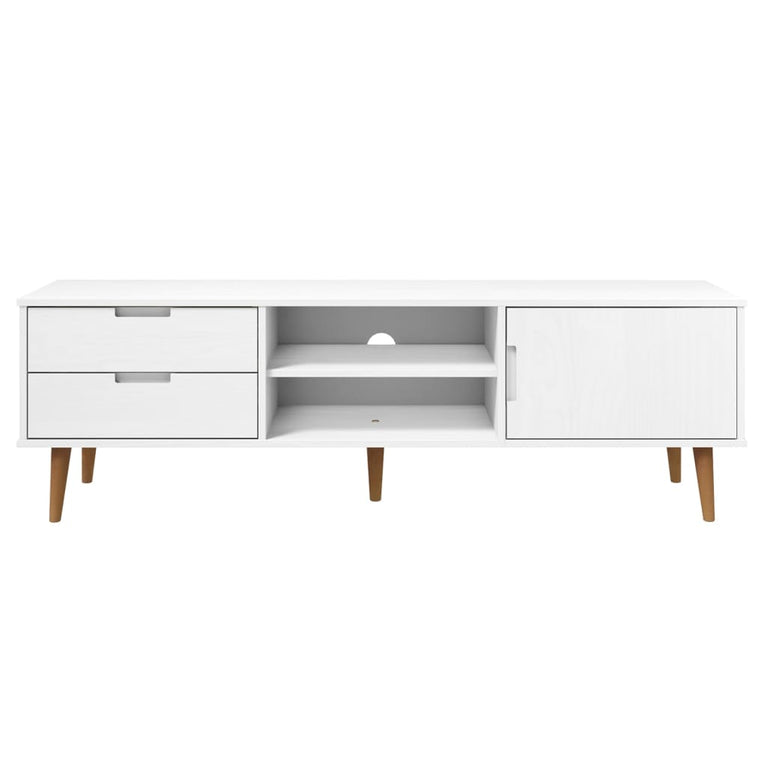 Tv-meubel MOLDE 158x40x49 cm massief grenenhout wit MeubelReus