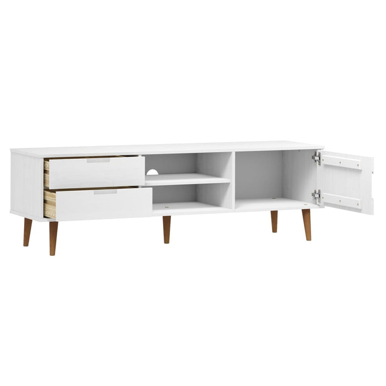 Tv-meubel MOLDE 158x40x49 cm massief grenenhout wit MeubelReus