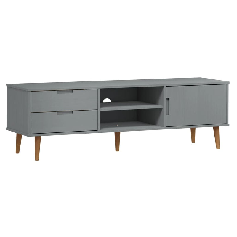 Tv-meubel MOLDE 158x40x49 cm massief grenenhout grijs MeubelReus