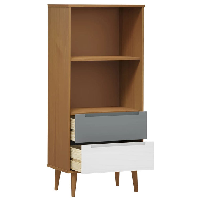 Boekenkast MOLDE 60x35x133,5 cm massief grenenhout bruin MeubelReus