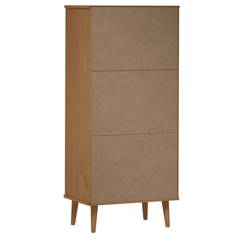 Boekenkast MOLDE 60x35x133,5 cm massief grenenhout bruin MeubelReus