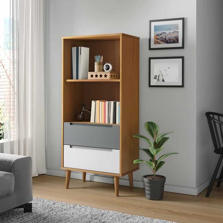 Boekenkast MOLDE 60x35x133,5 cm massief grenenhout bruin MeubelReus