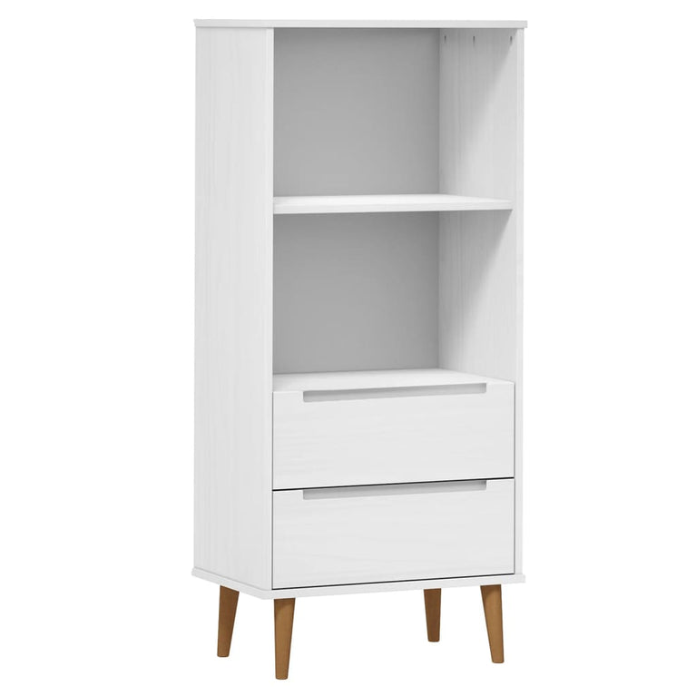 Boekenkast MOLDE 60x35x133,5 cm massief grenenhout wit MeubelReus