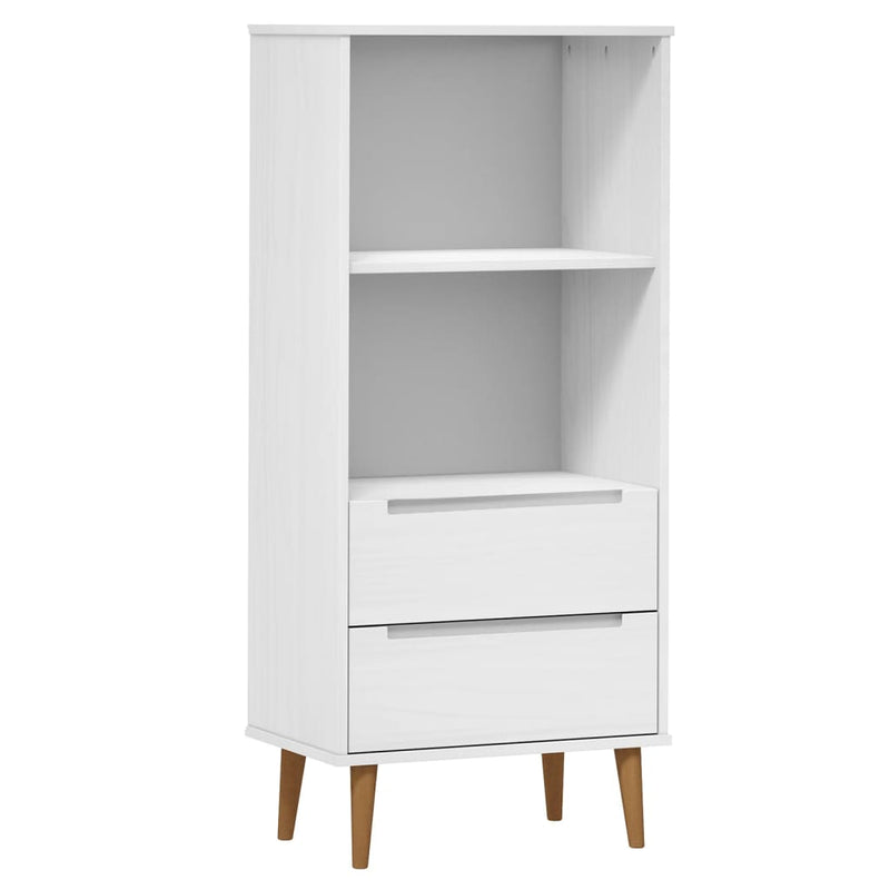 Boekenkast MOLDE 60x35x133,5 cm massief grenenhout wit MeubelReus