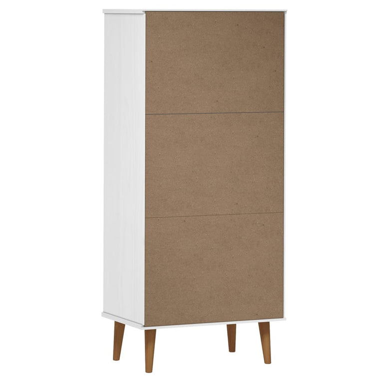 Boekenkast MOLDE 60x35x133,5 cm massief grenenhout wit MeubelReus