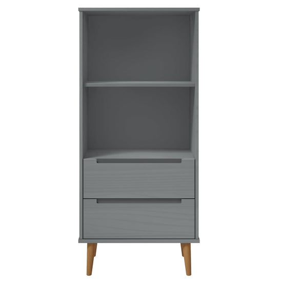 Boekenkast MOLDE 60x35x133,5 cm massief grenenhout grijs MeubelReus