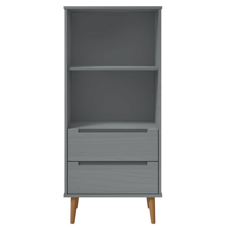 Boekenkast MOLDE 60x35x133,5 cm massief grenenhout grijs MeubelReus