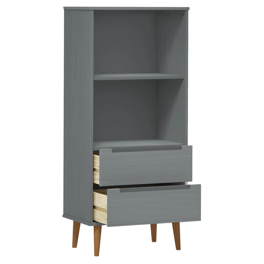 Boekenkast MOLDE 60x35x133,5 cm massief grenenhout grijs MeubelReus