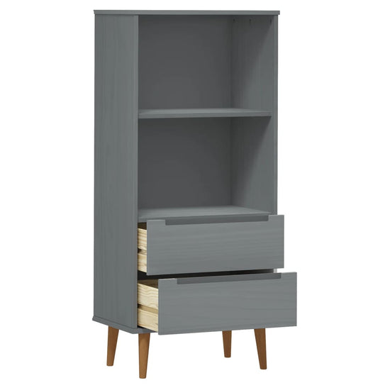 Boekenkast MOLDE 60x35x133,5 cm massief grenenhout grijs MeubelReus