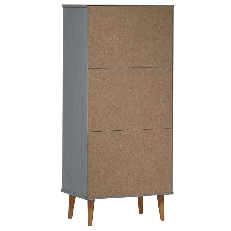 Boekenkast MOLDE 60x35x133,5 cm massief grenenhout grijs MeubelReus