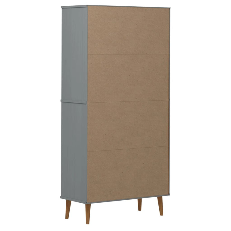 Boekenkast MOLDE 85x35x170,5 cm massief grenenhout grijs MeubelReus