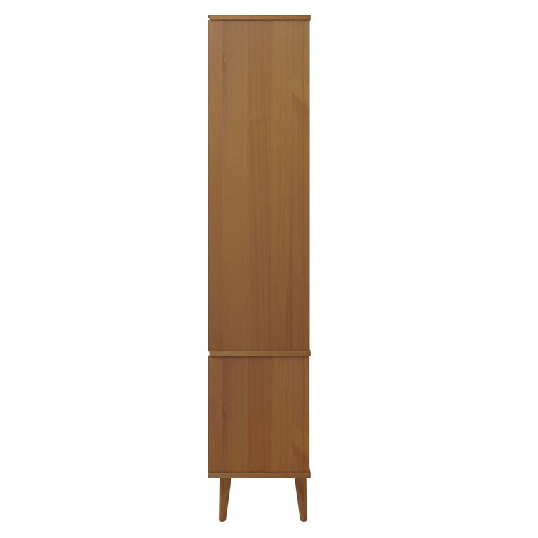 Vitrinekast MOLDE 90x35x175 cm massief grenenhout bruin MeubelReus