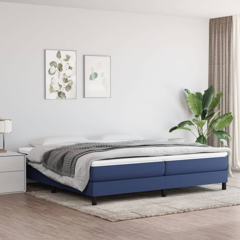 Boxspring met matras stof blauw 200x200 cm