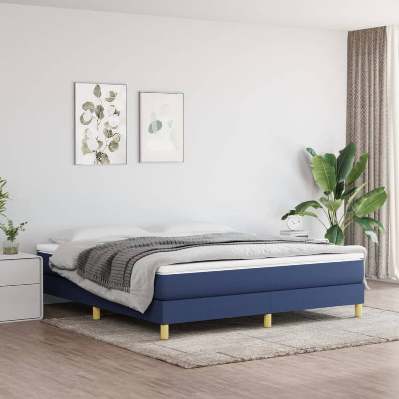 Boxspring met matras stof blauw 160x200 cm