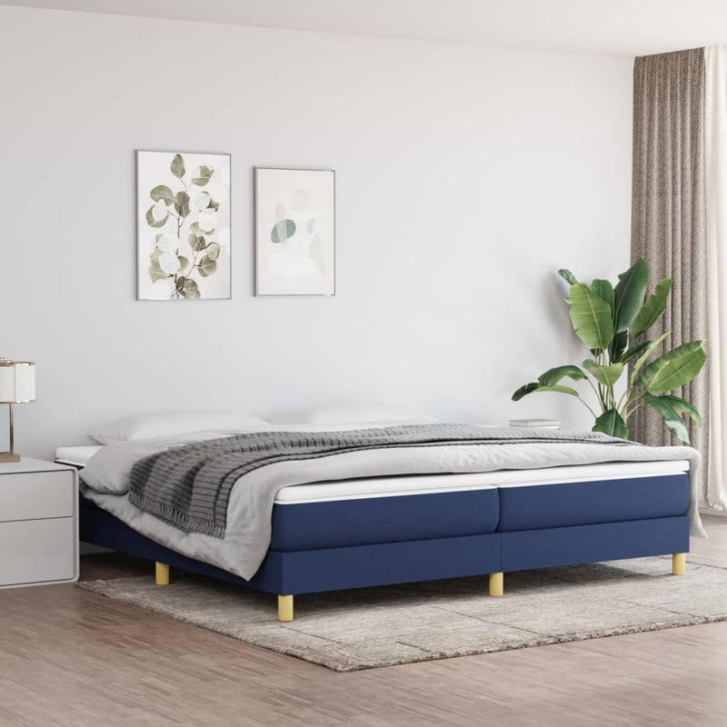 Boxspring met matras stof blauw 200x200 cm