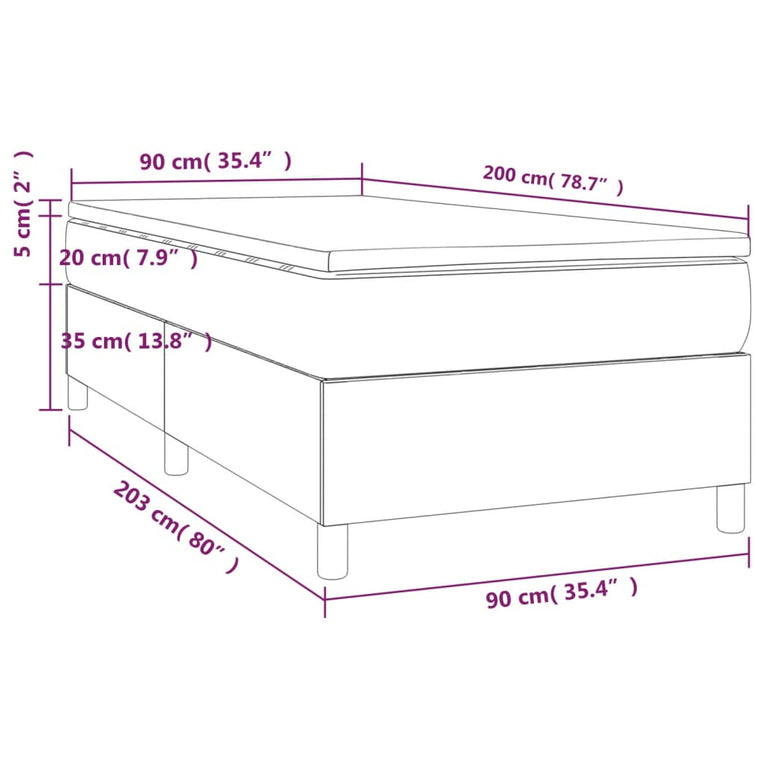 Boxspring met matras stof taupe 90x200 cm