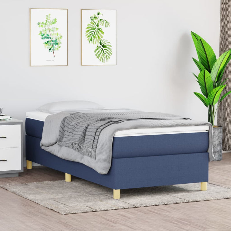 Boxspring met matras stof blauw 100x200 cm