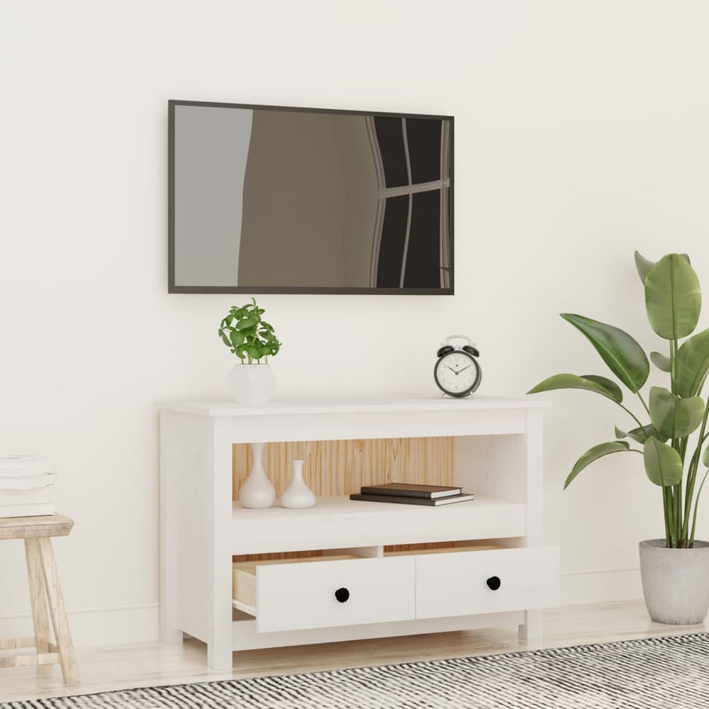 Tv-meubel 79x35x52 cm massief grenenhout wit MeubelReus