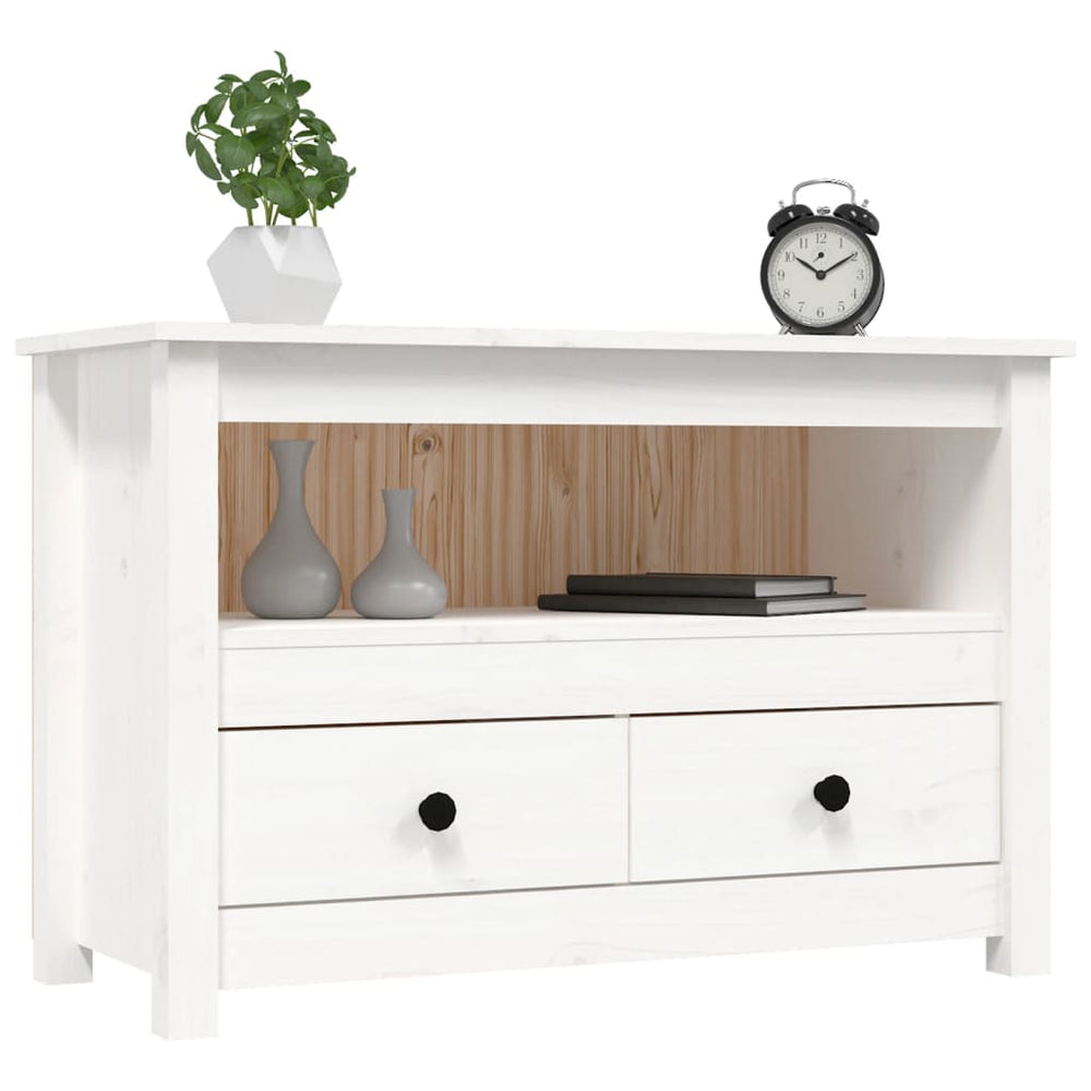 Tv-meubel 79x35x52 cm massief grenenhout wit MeubelReus