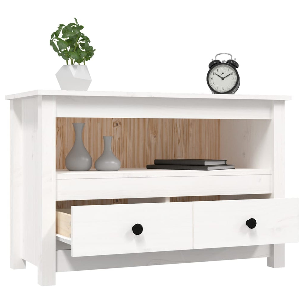 Tv-meubel 79x35x52 cm massief grenenhout wit MeubelReus