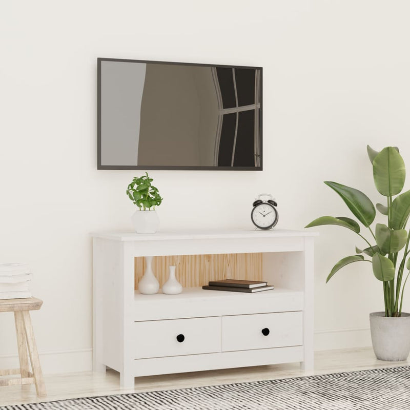 Tv-meubel 79x35x52 cm massief grenenhout wit MeubelReus