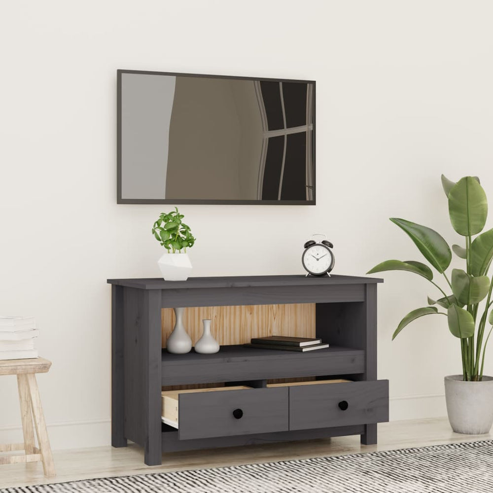 Tv-meubel 79x35x52 cm massief grenenhout grijs MeubelReus