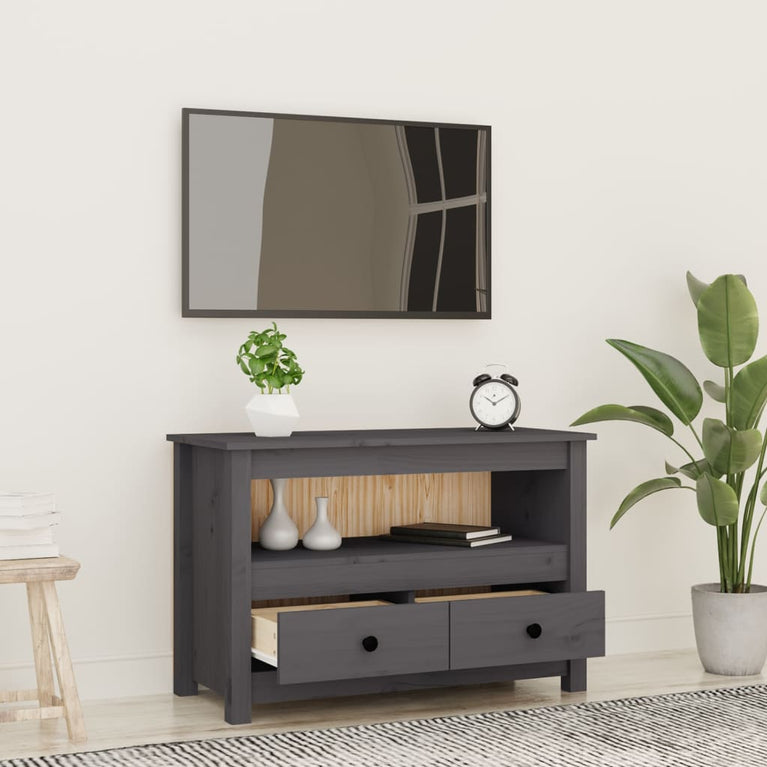 Tv-meubel 79x35x52 cm massief grenenhout grijs MeubelReus
