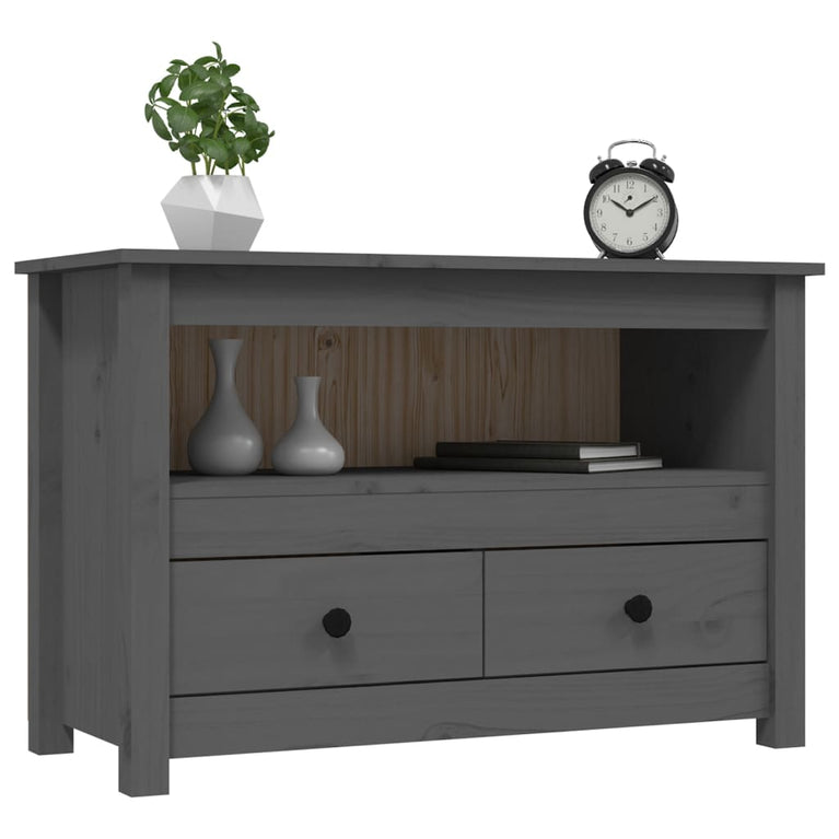 Tv-meubel 79x35x52 cm massief grenenhout grijs MeubelReus