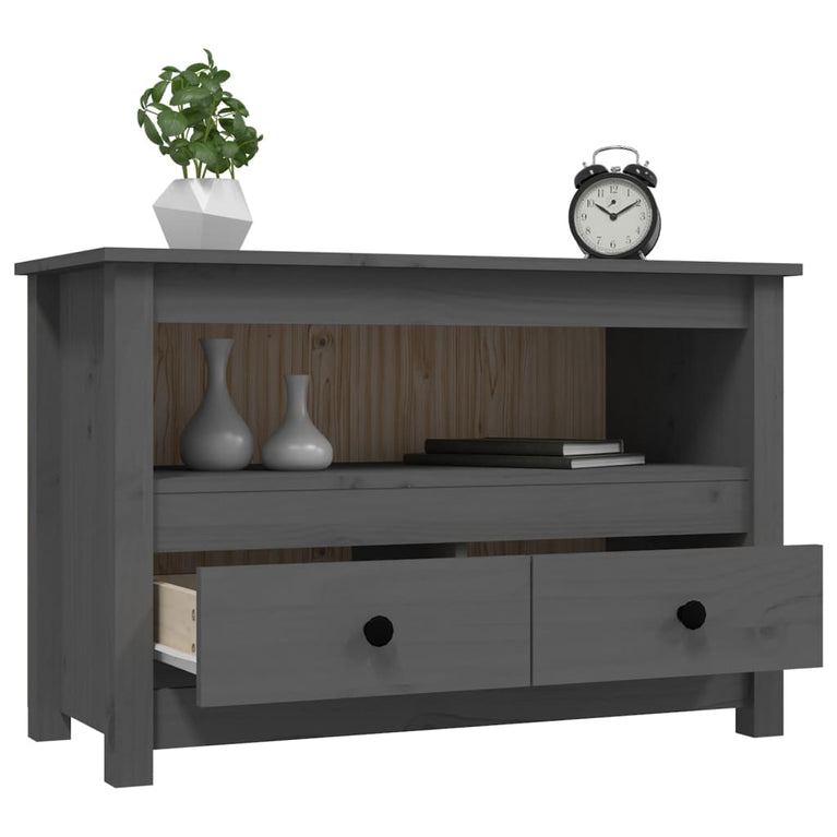 Tv-meubel 79x35x52 cm massief grenenhout grijs MeubelReus