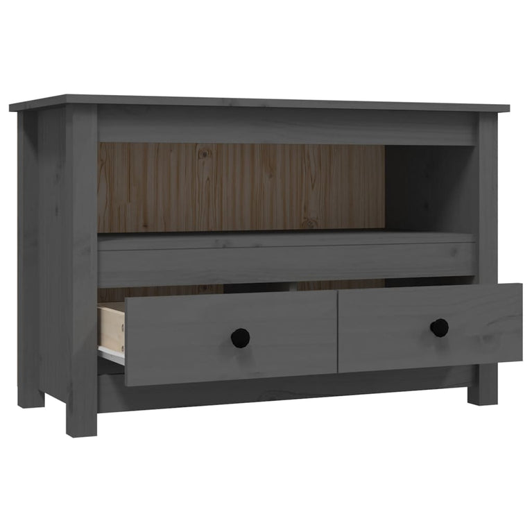 Tv-meubel 79x35x52 cm massief grenenhout grijs MeubelReus