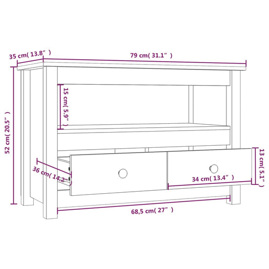 Tv-meubel 79x35x52 cm massief grenenhout grijs MeubelReus
