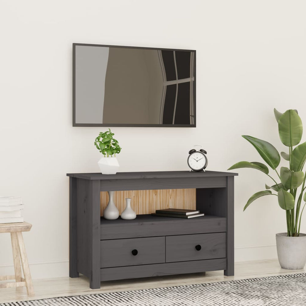 Tv-meubel 79x35x52 cm massief grenenhout grijs MeubelReus