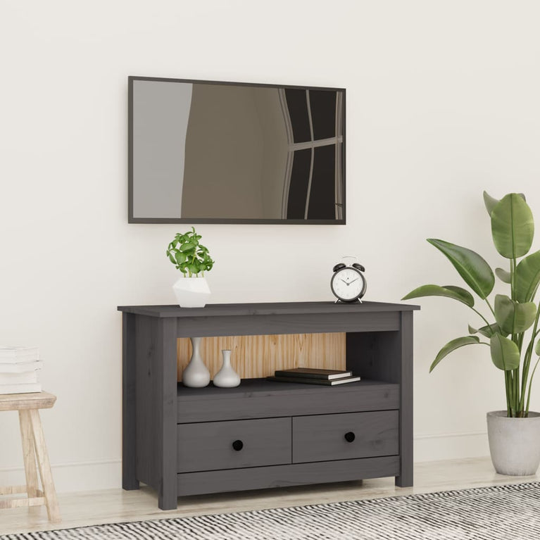 Tv-meubel 79x35x52 cm massief grenenhout grijs MeubelReus