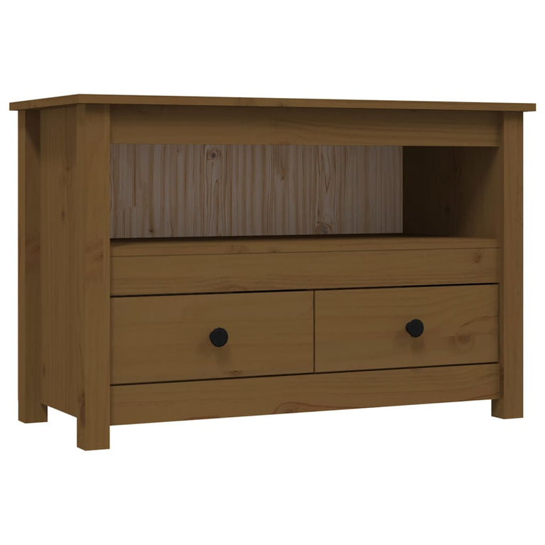 Tv-meubel 79x35x52 cm massief grenenhout honingbruin MeubelReus
