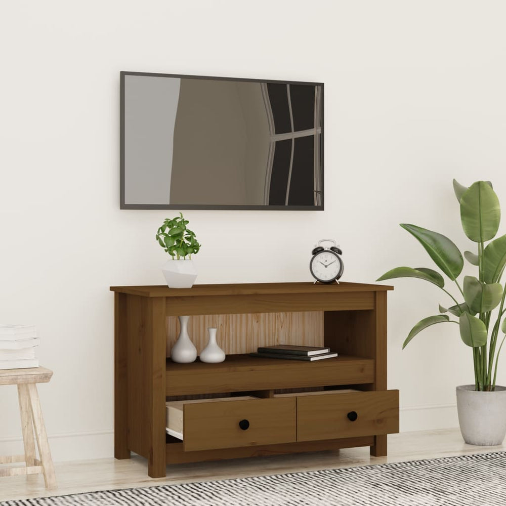 Tv-meubel 79x35x52 cm massief grenenhout honingbruin MeubelReus