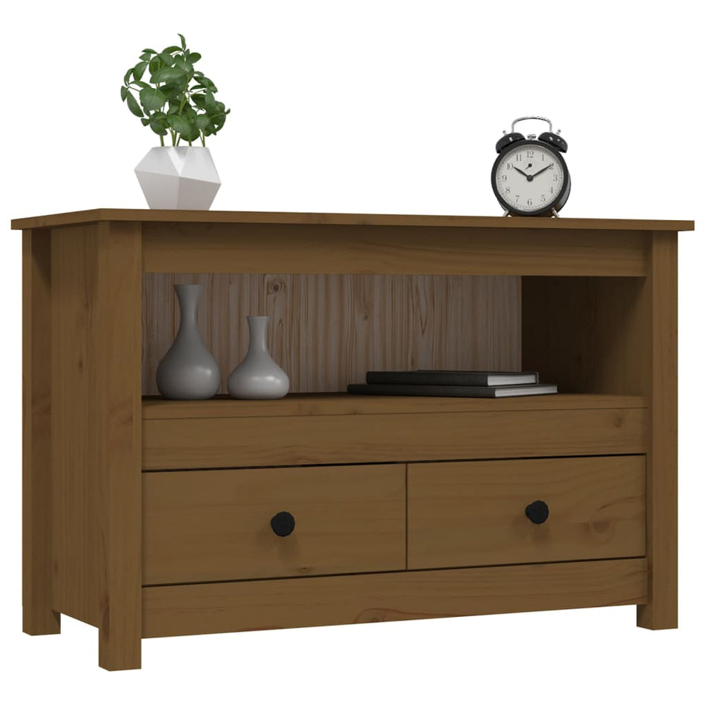 Tv-meubel 79x35x52 cm massief grenenhout honingbruin MeubelReus