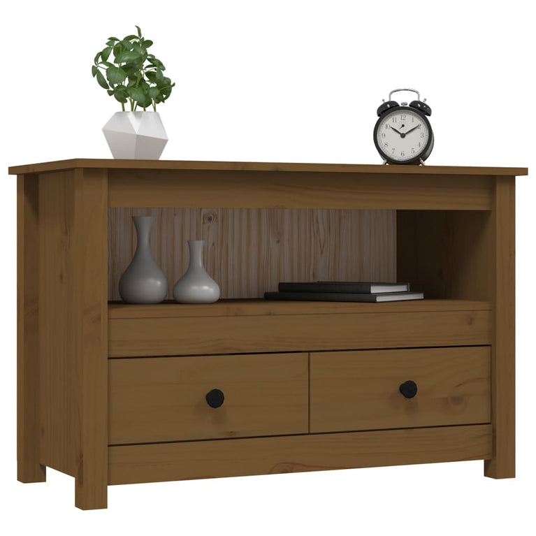 Tv-meubel 79x35x52 cm massief grenenhout honingbruin MeubelReus