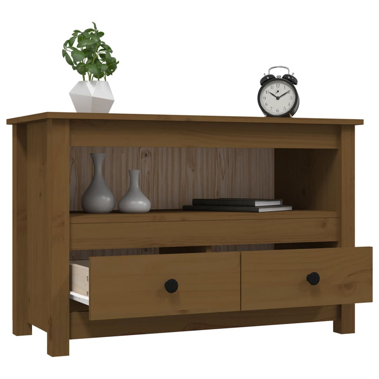 Tv-meubel 79x35x52 cm massief grenenhout honingbruin MeubelReus