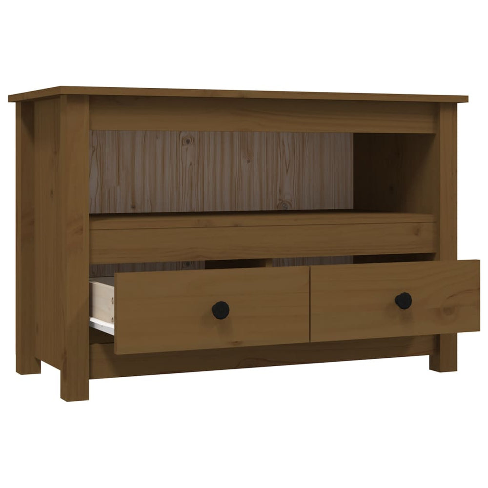 Tv-meubel 79x35x52 cm massief grenenhout honingbruin MeubelReus