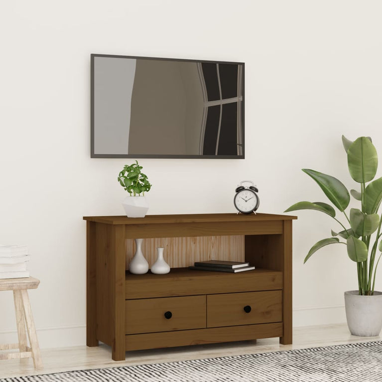 Tv-meubel 79x35x52 cm massief grenenhout honingbruin MeubelReus