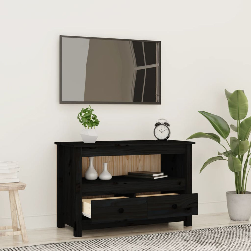 Tv-meubel 79x35x52 cm massief grenenhout zwart MeubelReus