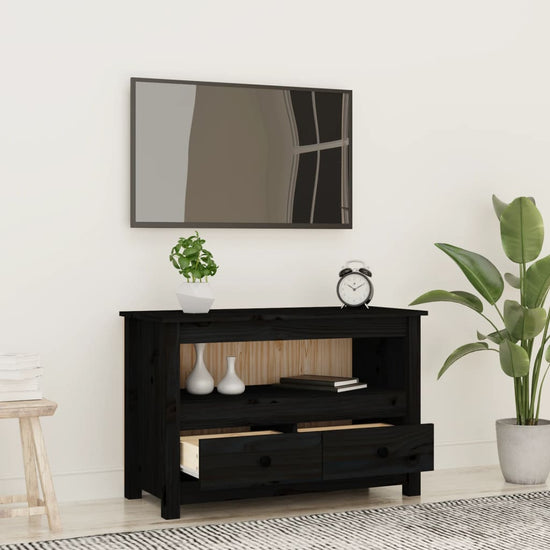 Tv-meubel 79x35x52 cm massief grenenhout zwart MeubelReus
