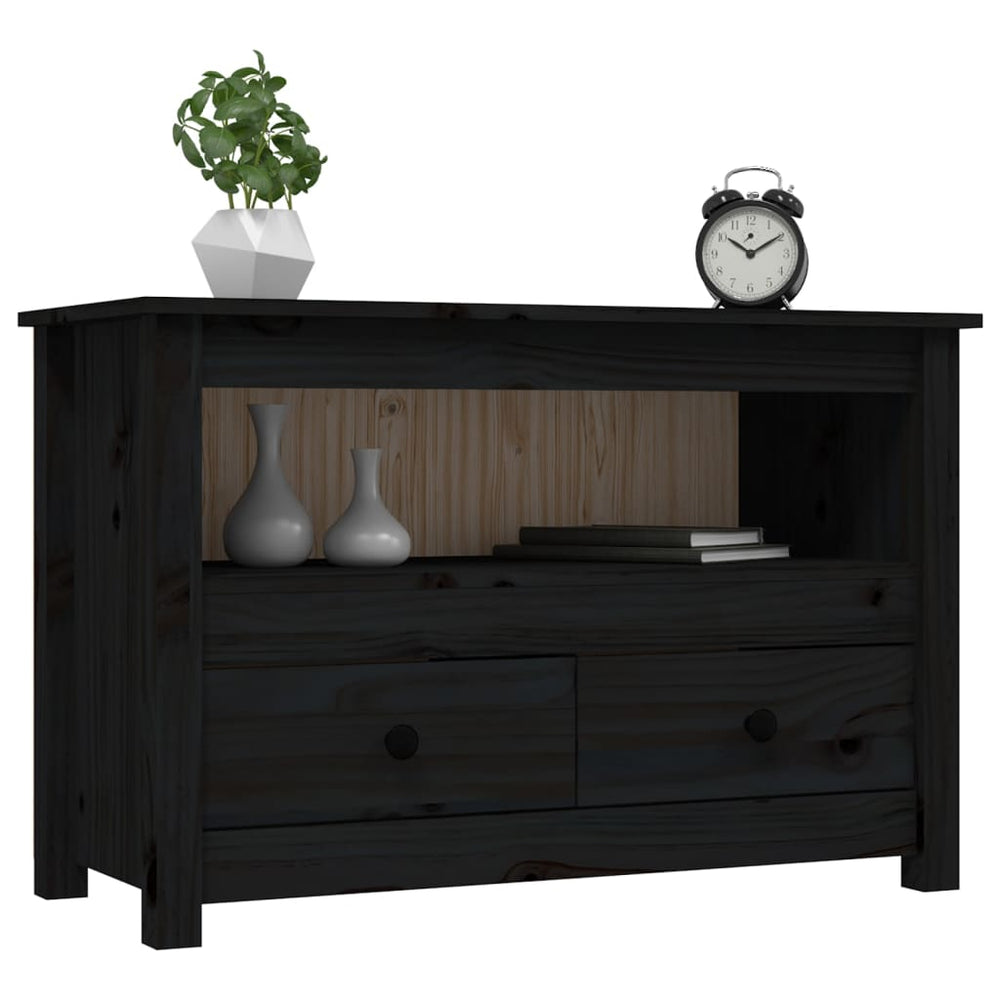 Tv-meubel 79x35x52 cm massief grenenhout zwart MeubelReus
