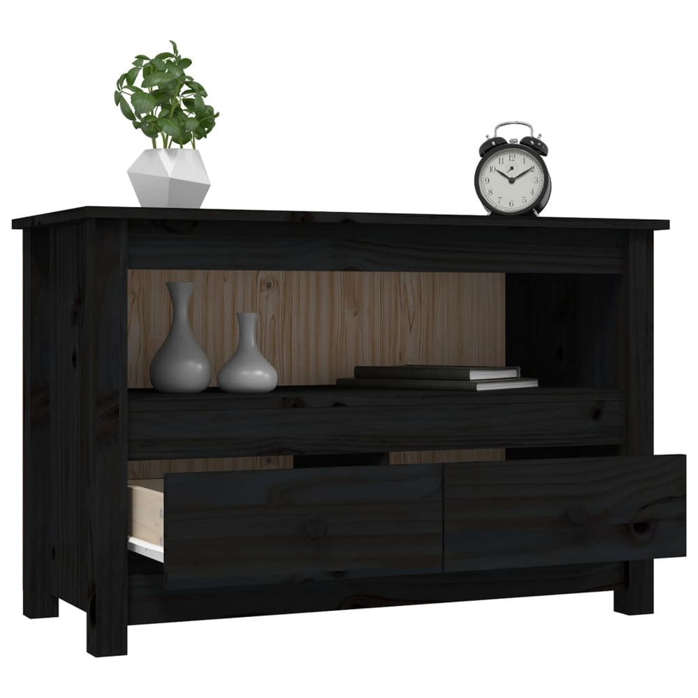 Tv-meubel 79x35x52 cm massief grenenhout zwart MeubelReus