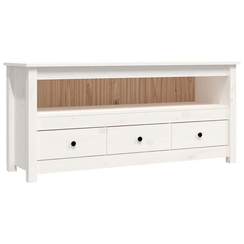 Tv-meubel 114x35x52 cm massief grenenhout wit MeubelReus