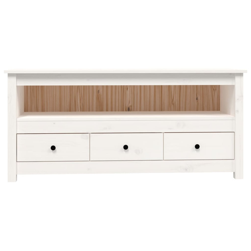 Tv-meubel 114x35x52 cm massief grenenhout wit MeubelReus