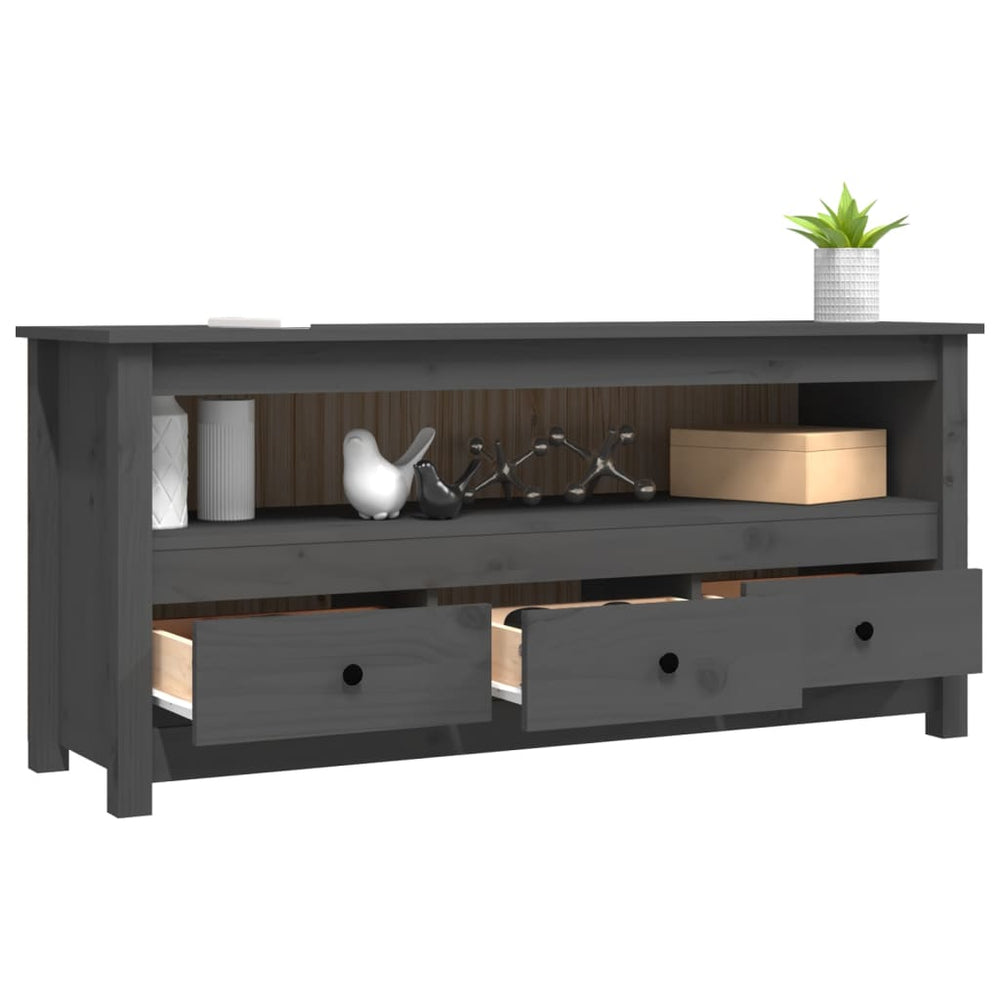 Tv-meubel 114x35x52 cm massief grenenhout grijs MeubelReus