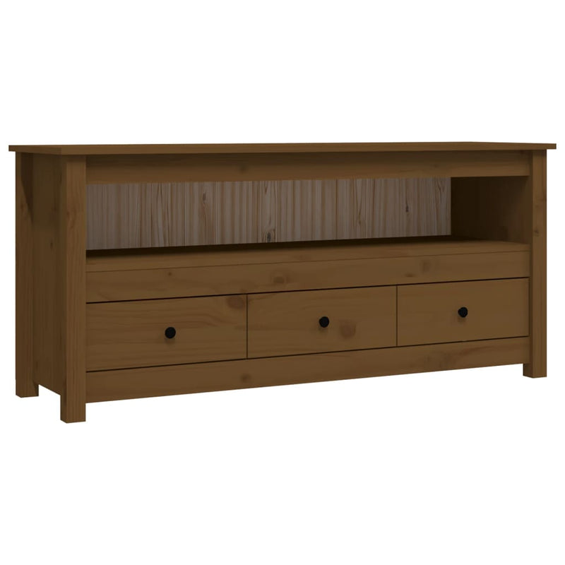 Tv-meubel 114x35x52 cm massief grenenhout honingbruin MeubelReus