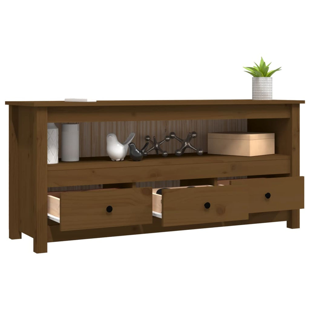 Tv-meubel 114x35x52 cm massief grenenhout honingbruin MeubelReus